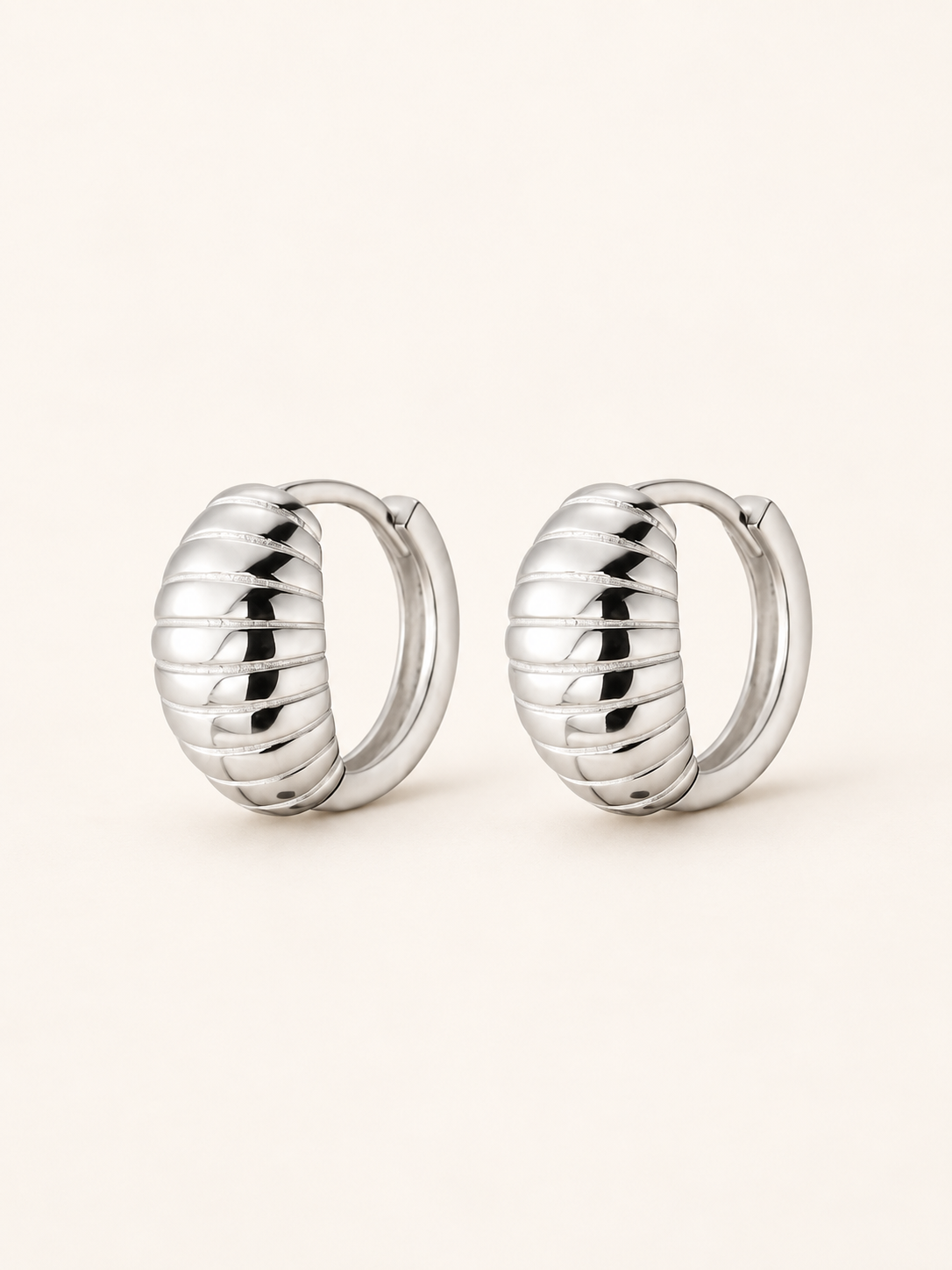 Ridged Huggie Hoop Earrings