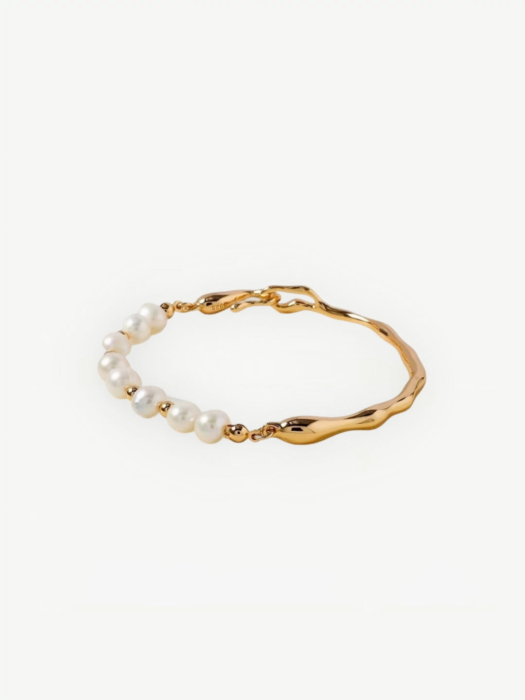 Aureate Ripple Pearl Bracelet gold vermeil and 925 sterling silver cuff bracelet alternate product view 4