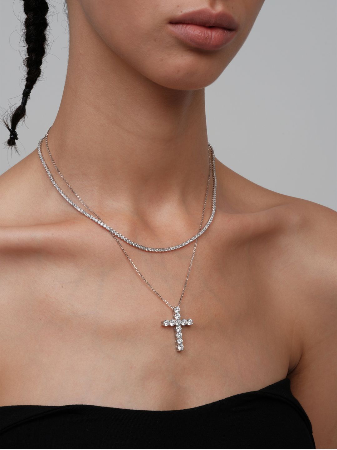 Crystal Cross Pendant Necklace-Necklaces-SoulAdorne