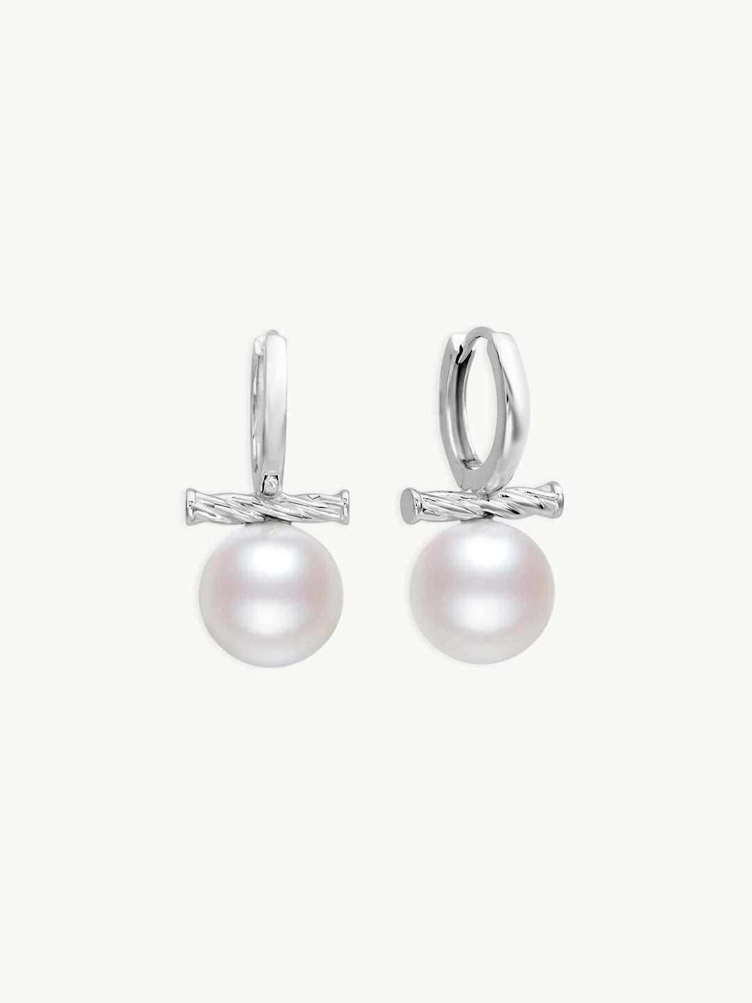 Pearl Twist Huggie Earrings-Earrings-SoulAdorne