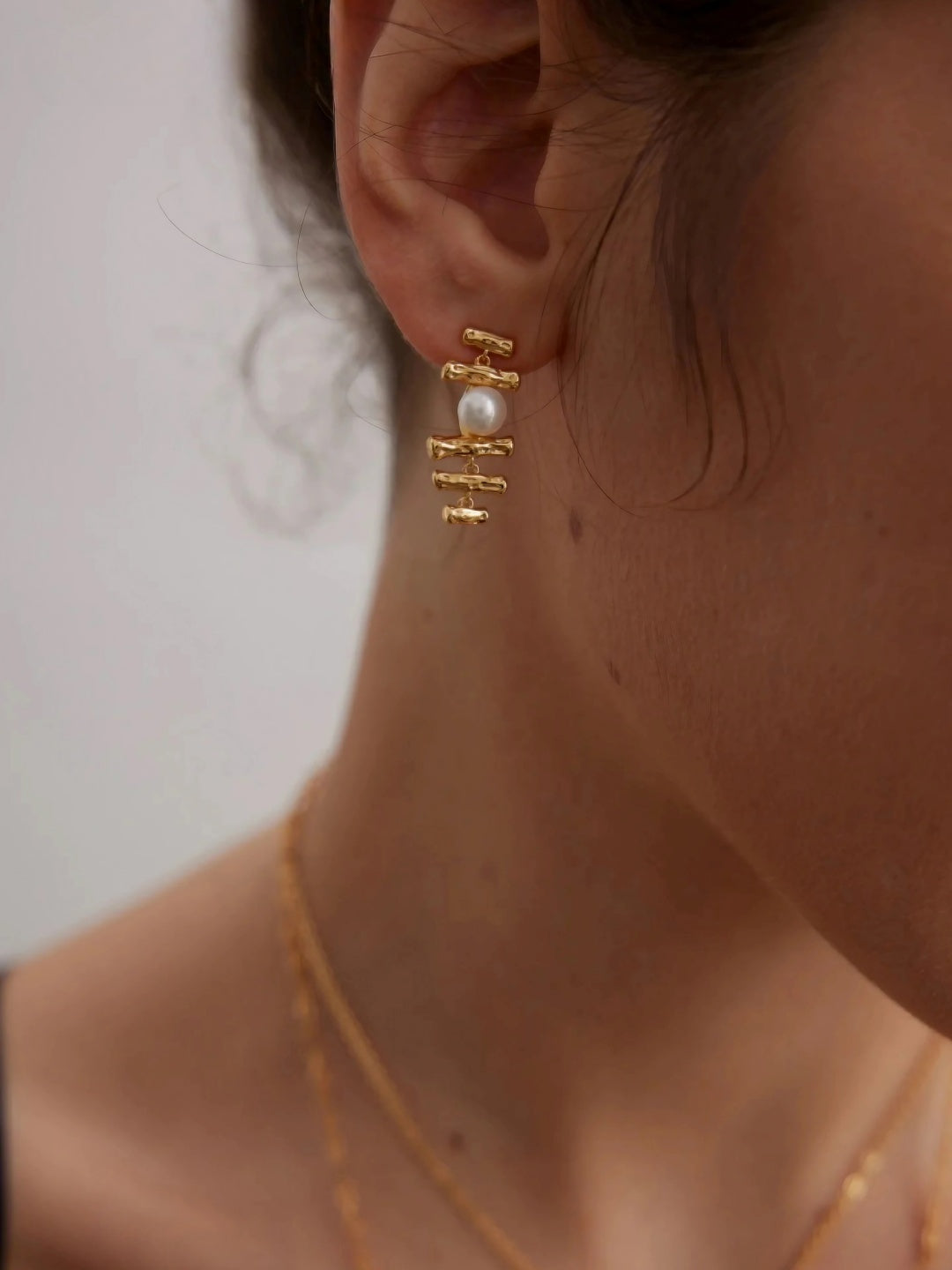 Pearl Bar Drop Earrings-Earrings-SoulAdorne