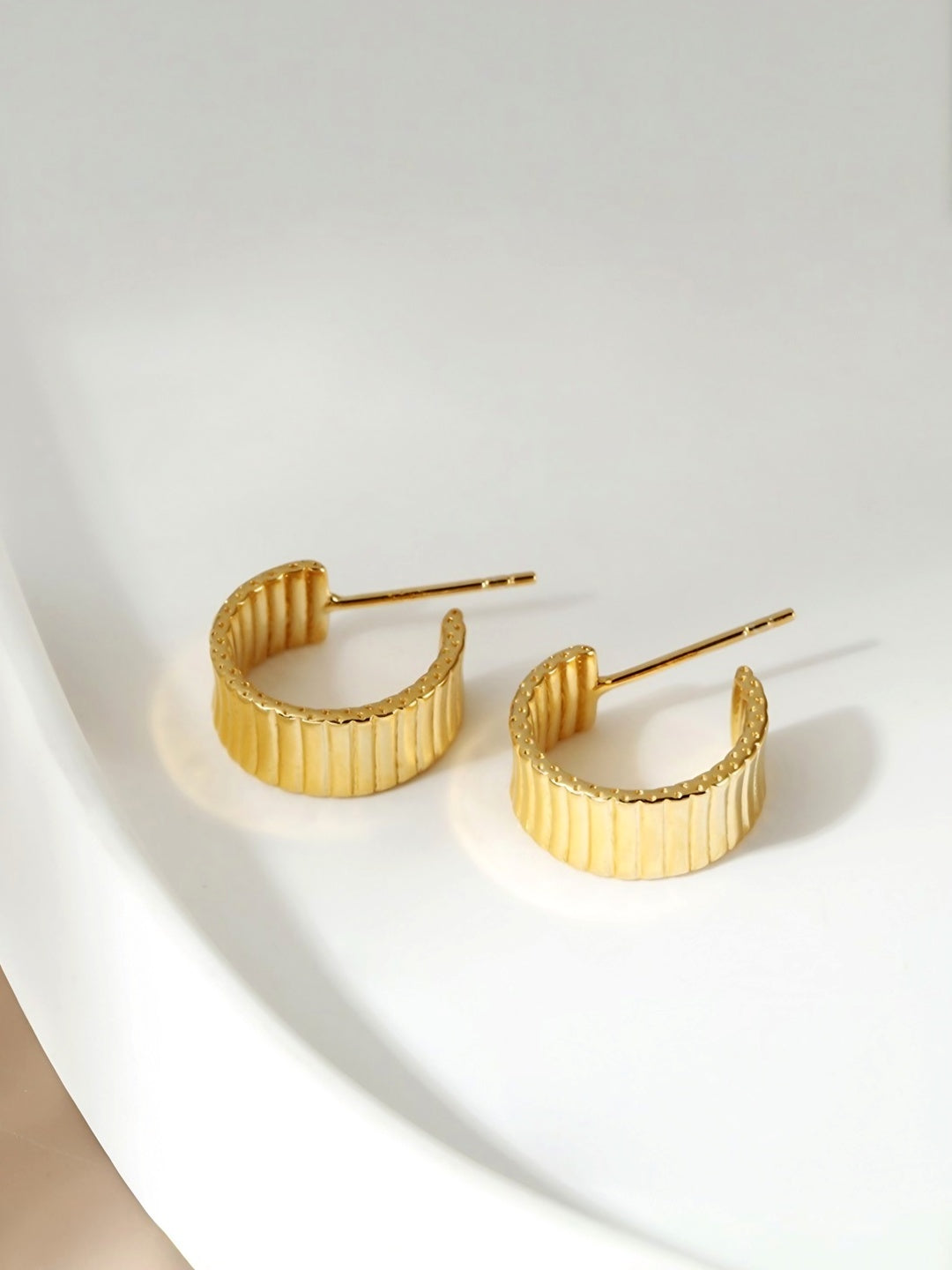 C-Hoop Stud Earrings-Earrings-SoulAdorne