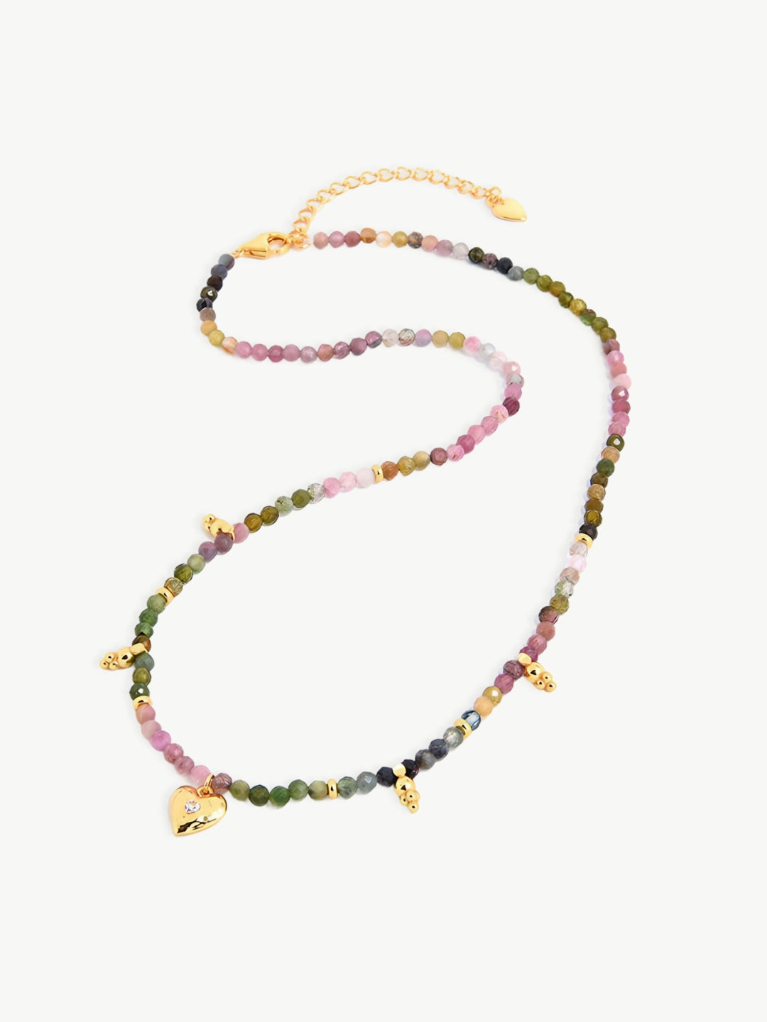 Dainty Gemstone Heart Necklace-Necklaces-SoulAdorne