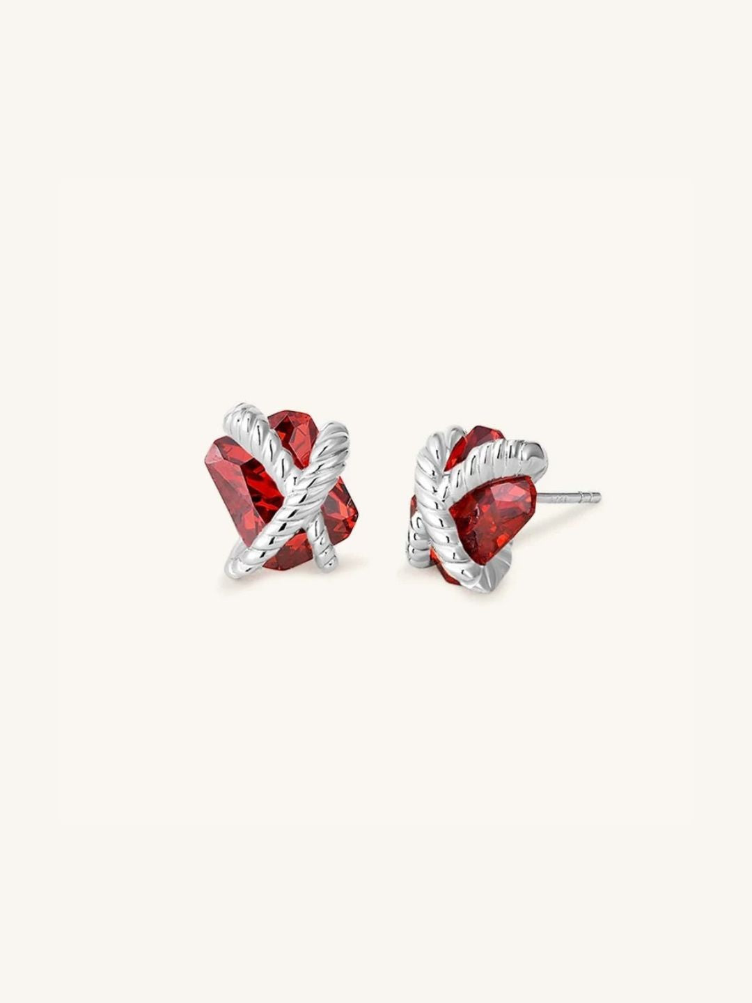 Crimson Knot Stud Earrings-Earrings-SoulAdorne