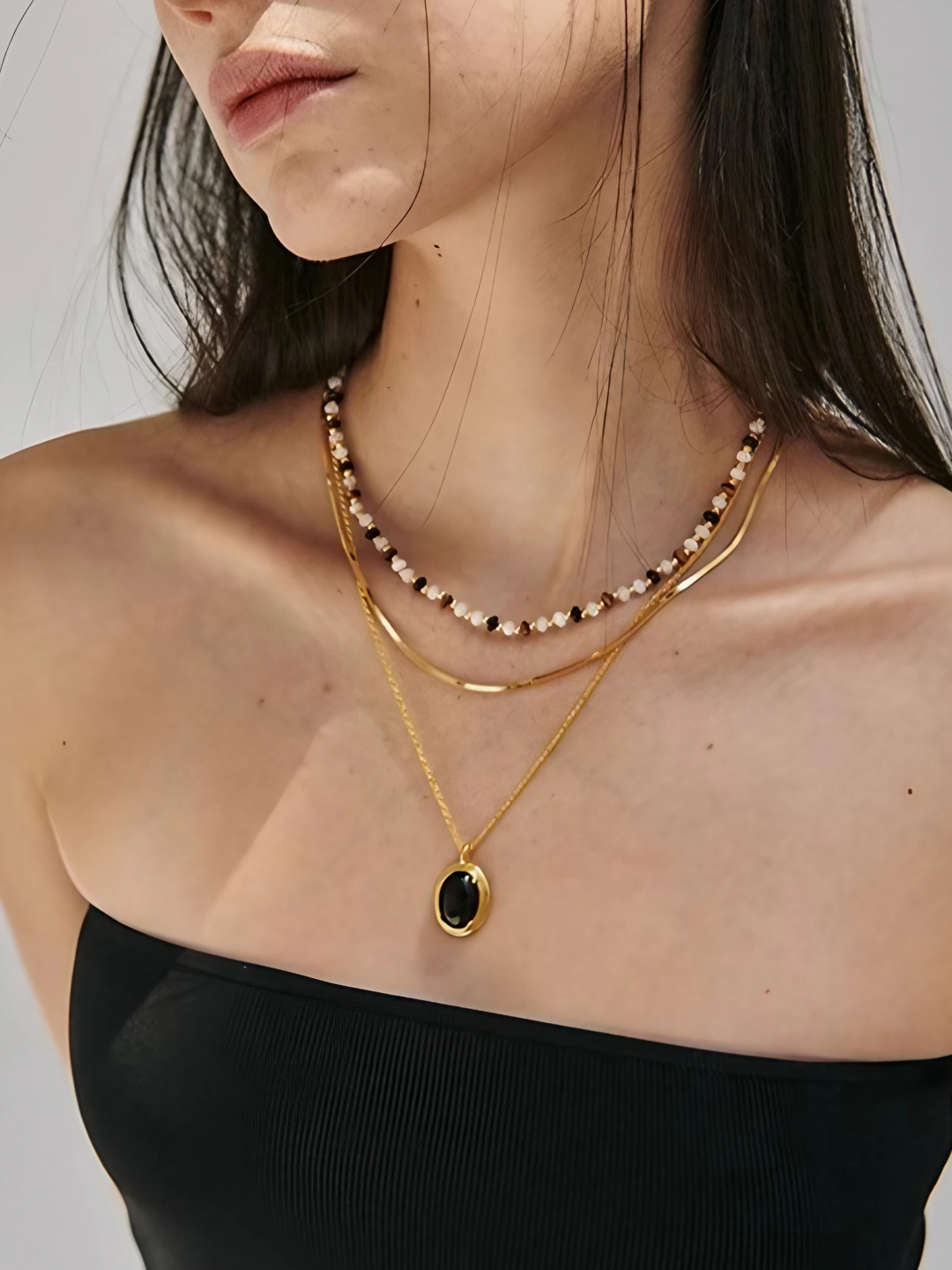 Oval Gemstone Pendant Necklace-Necklaces-SoulAdorne
