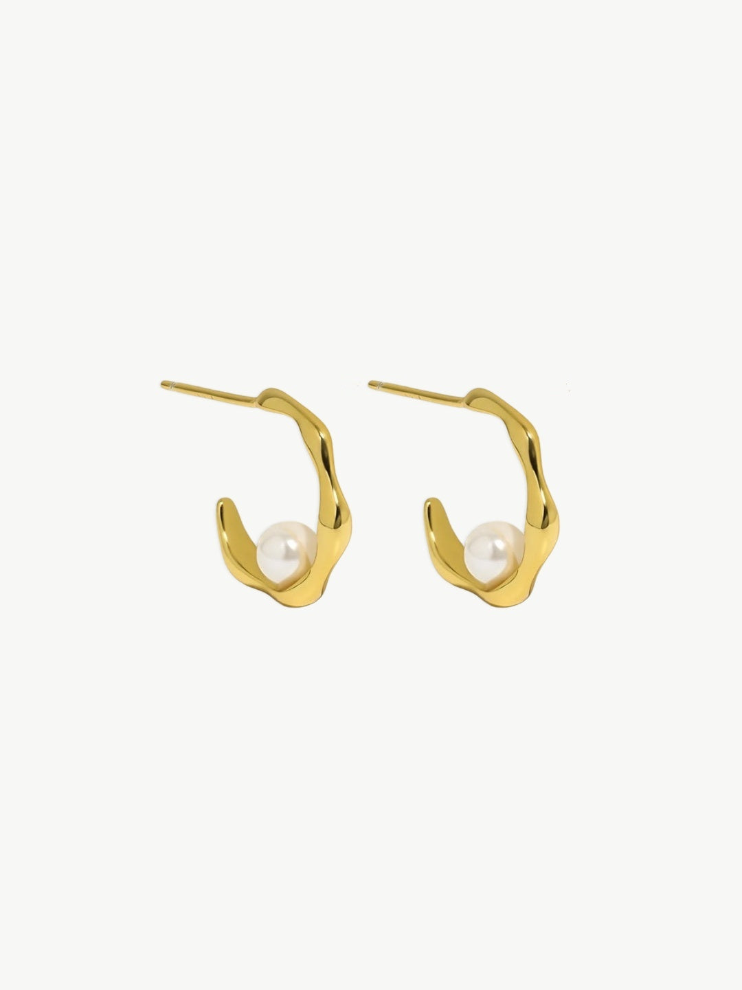 Abstract Wave Pearl Hoops-Earrings-SoulAdorne