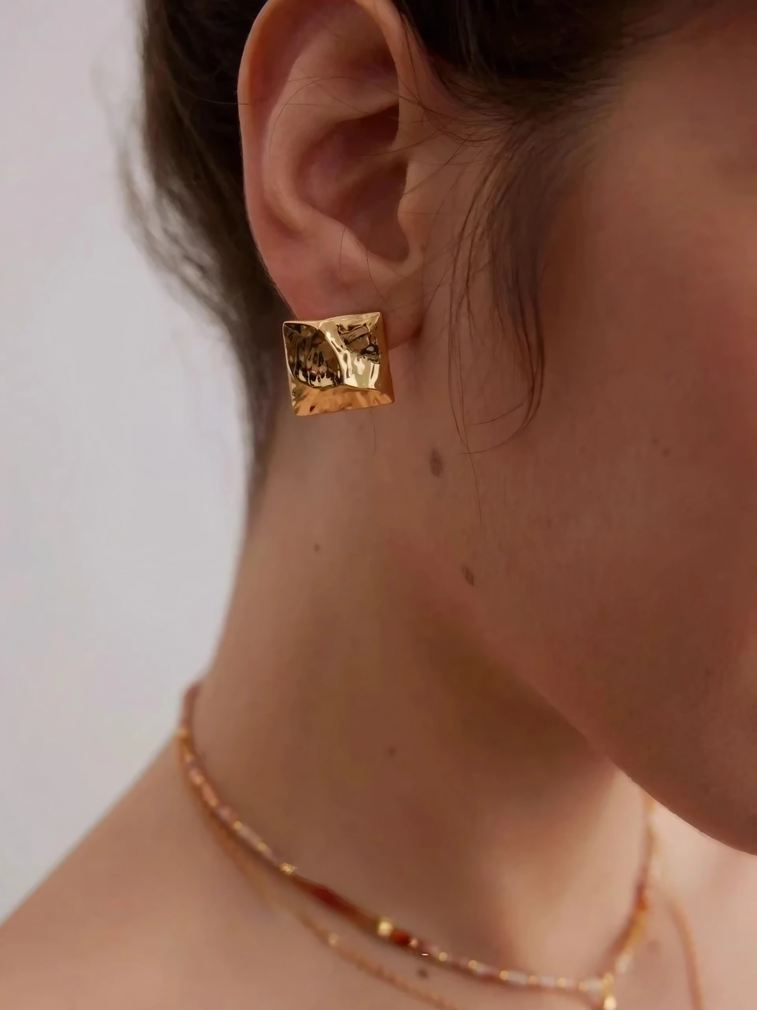 Hammered Square Studs-Earrings-SoulAdorne