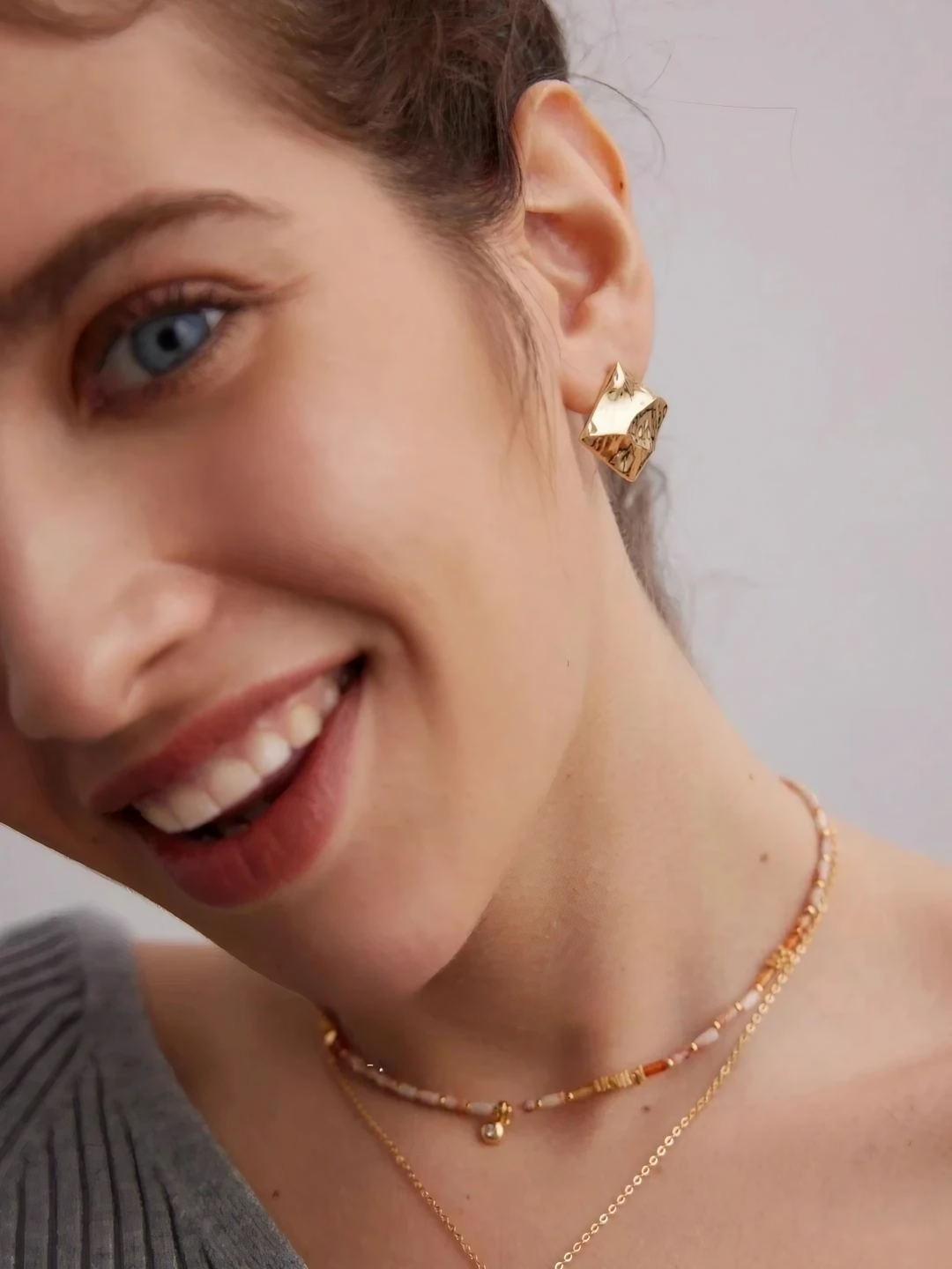 Hammered Square Studs-Earrings-SoulAdorne