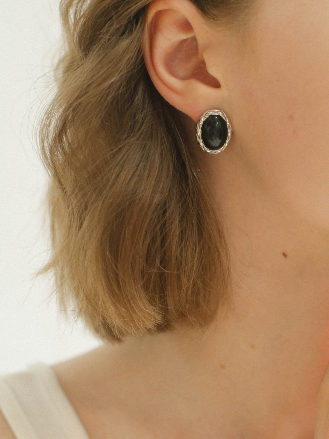 Woven Edge Gem Stud Earrings-Earrings-SoulAdorne