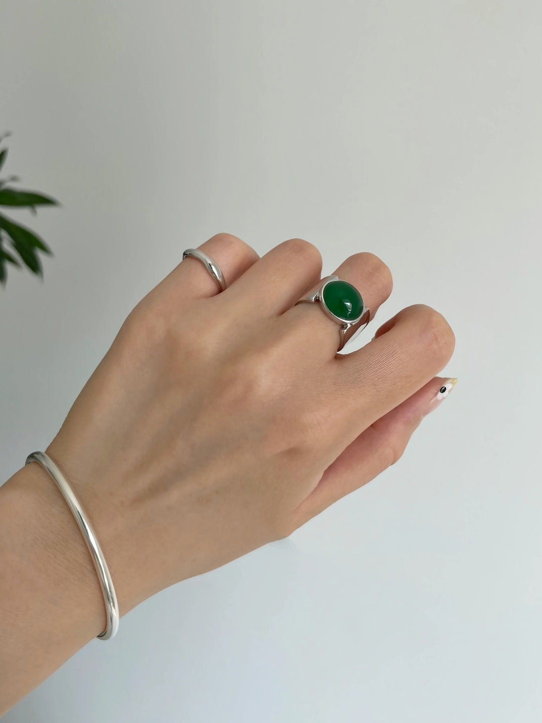 Glossy Oval Stone Ring-Rings-SoulAdorne