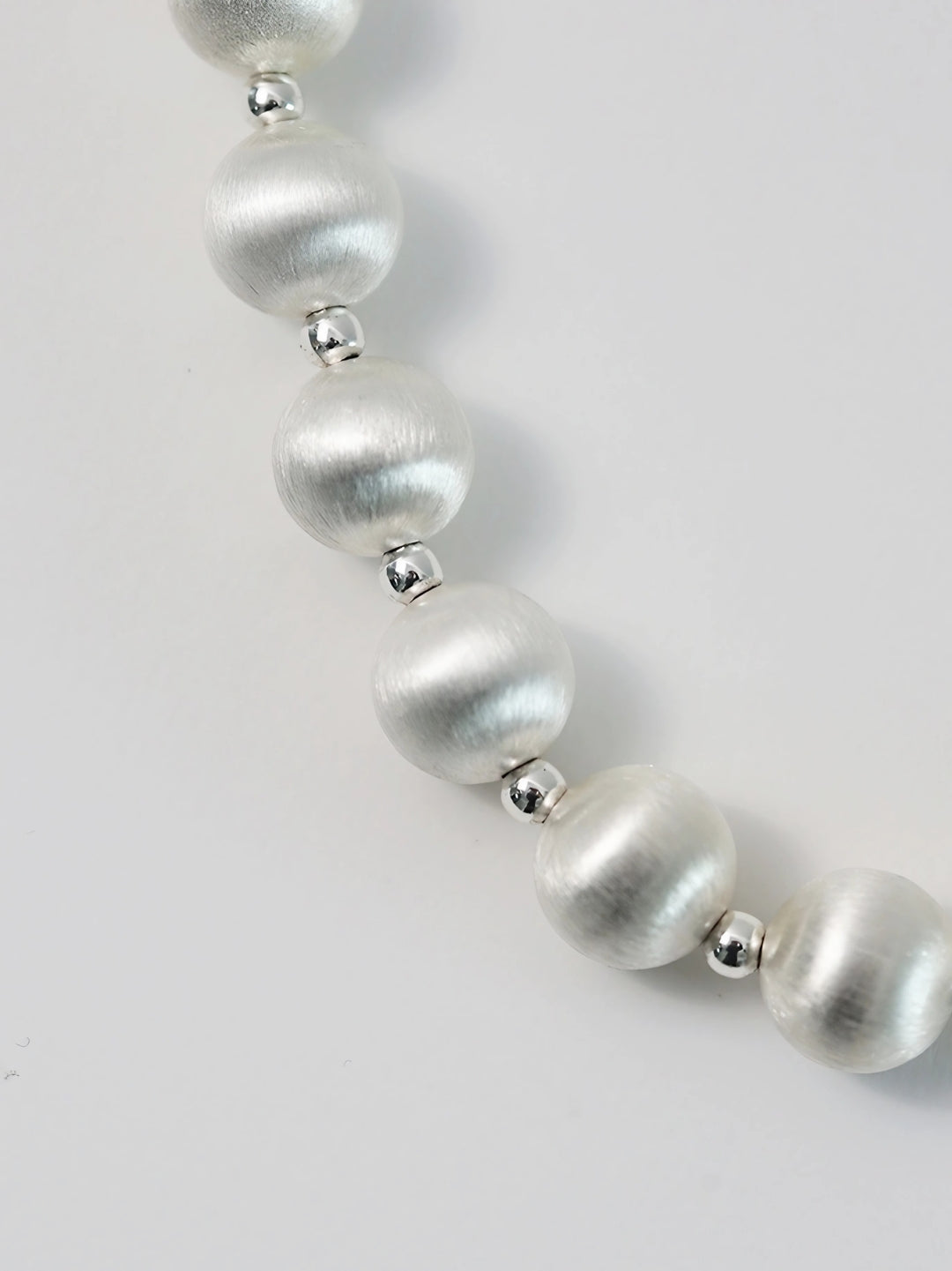 Brushed S925 Silver Bead Necklace 925 sterling silver necklace alternate product view 4