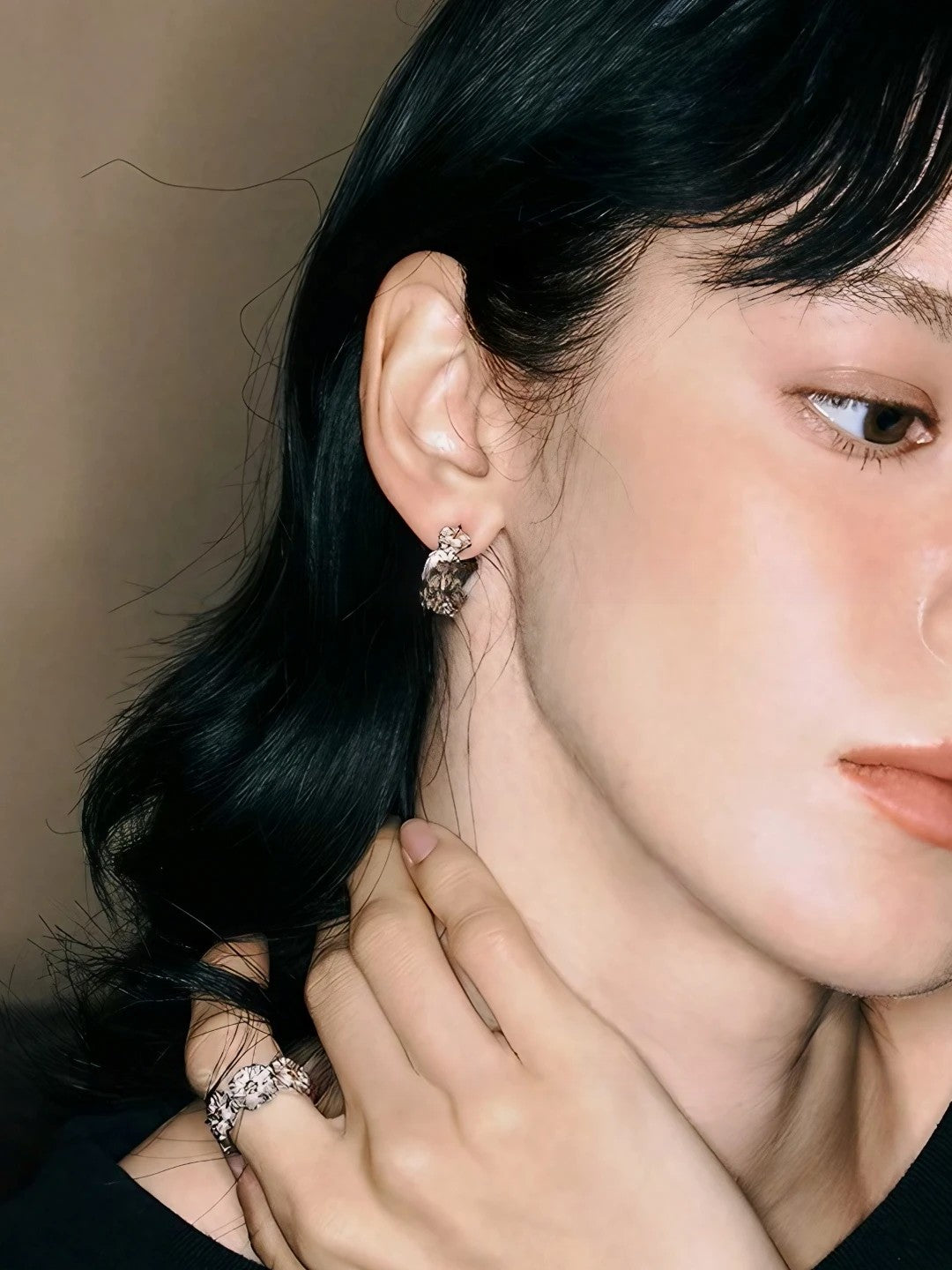 Floral Hoop Stud Earrings-Earrings-SoulAdorne
