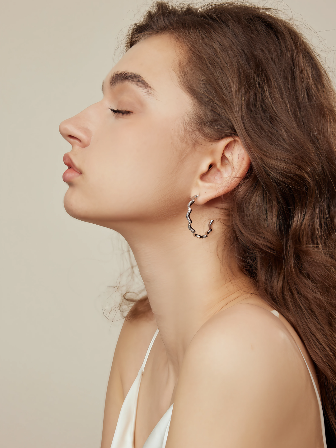 Wave Hoop Earrings 925 sterling silver hoop earrings alternate product view 4