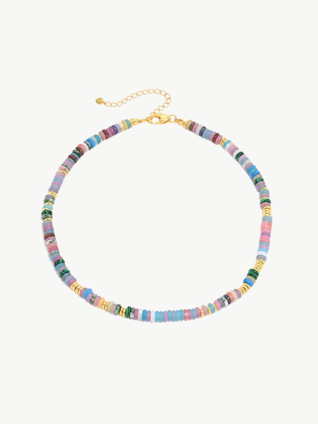 Natural Gemstone Disc Necklace-Necklaces-SoulAdorne