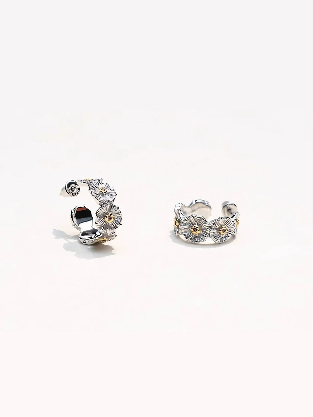 Floral Hoop Stud Earrings-Earrings-SoulAdorne