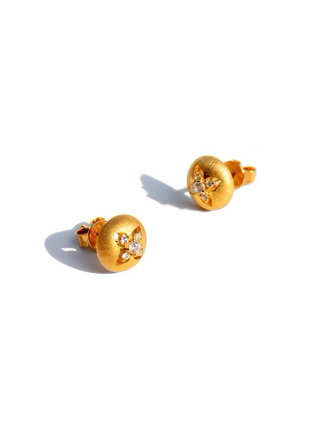 Lucky Four-Leaf Flower Stud Earrings-Earrings-SoulAdorne