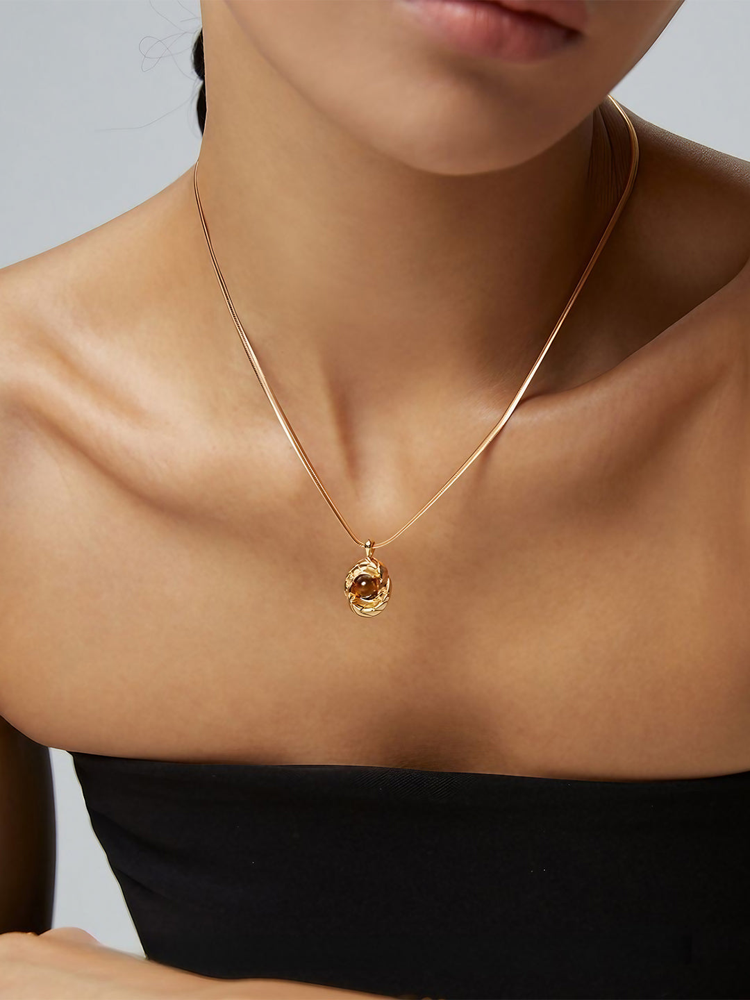 Tiger's Eye Orbit Necklace gold vermeil and 925 sterling silver pendant necklace alternate product view 4
