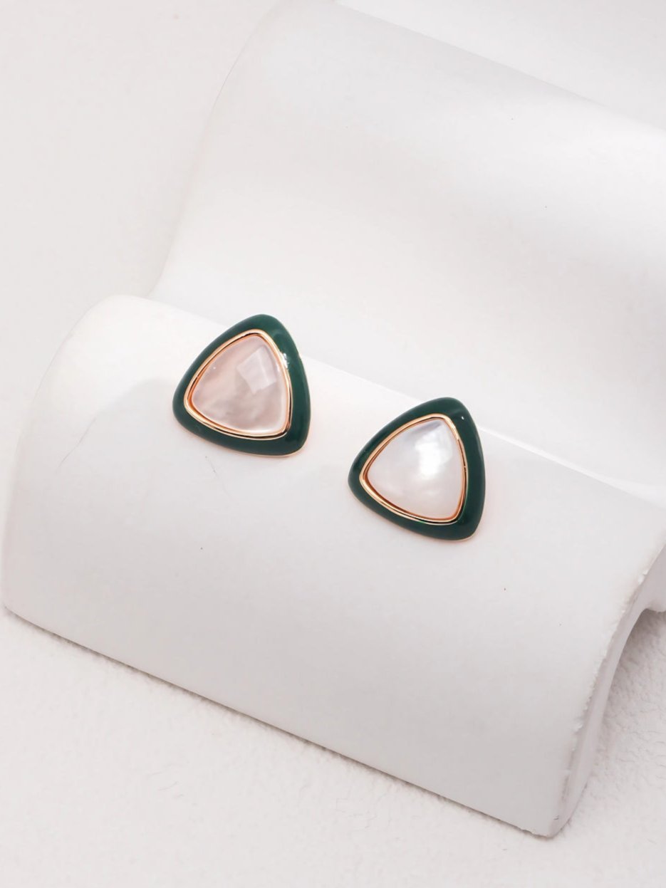 Triangle Mother Pearl Studs-Earrings-SoulAdorne