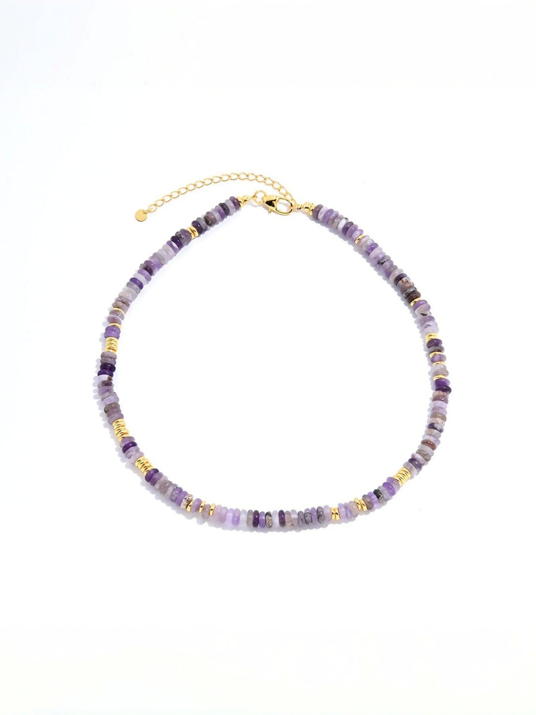 Natural Gemstone Disc Necklace-Necklaces-SoulAdorne