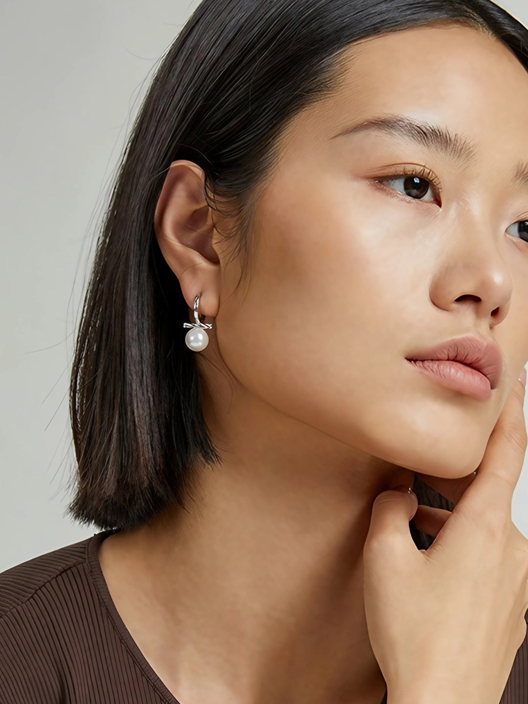 Pearl Twist Huggie Earrings-Earrings-SoulAdorne