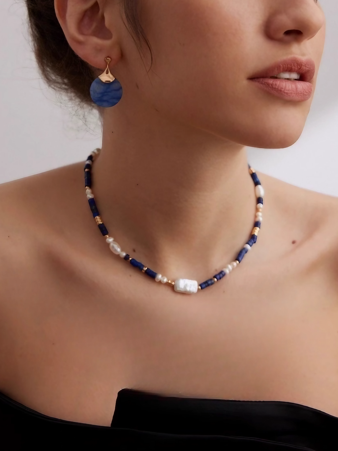 Lapis Pearl Necklace-Necklaces-SoulAdorne