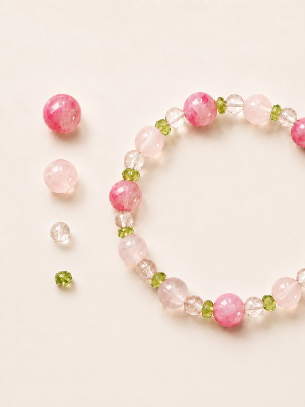 Alternate view of Rhodonite & Rose Quartz Mixed-Bead Bracelet