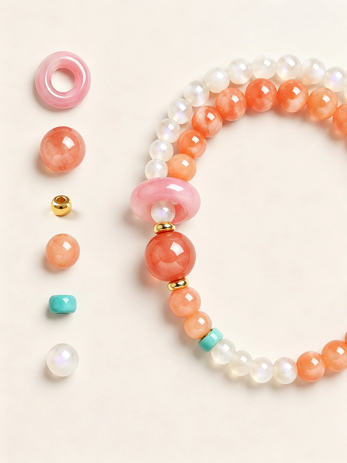 Sunstone & Moonstone Double-Wrap Bracelet