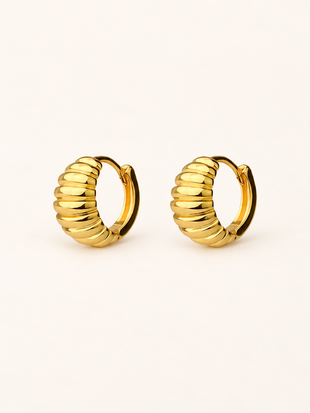 Ridged Huggie Hoop Earrings