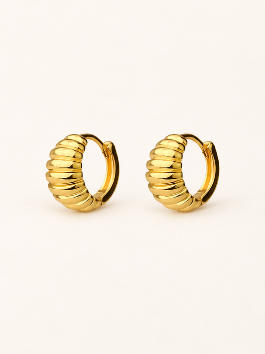 Ridged Huggie Hoop Earrings