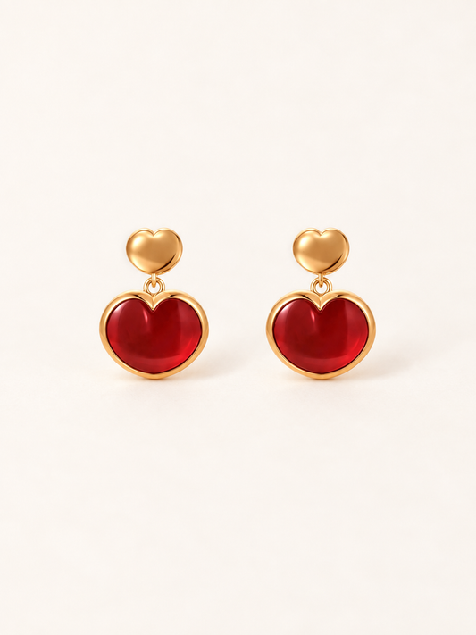Agate Heart Drop Earrings
