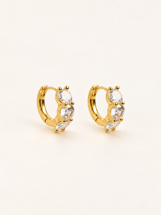 Cubic Zirconia Cluster Huggie Hoops