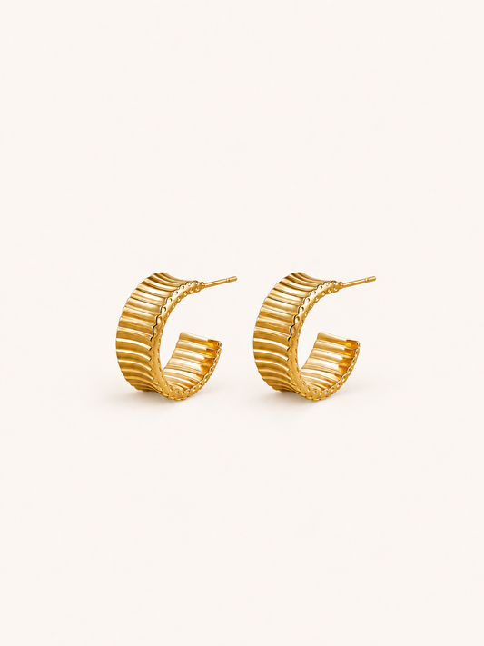 Wide C-Shaped Sterling Silver Hoops
