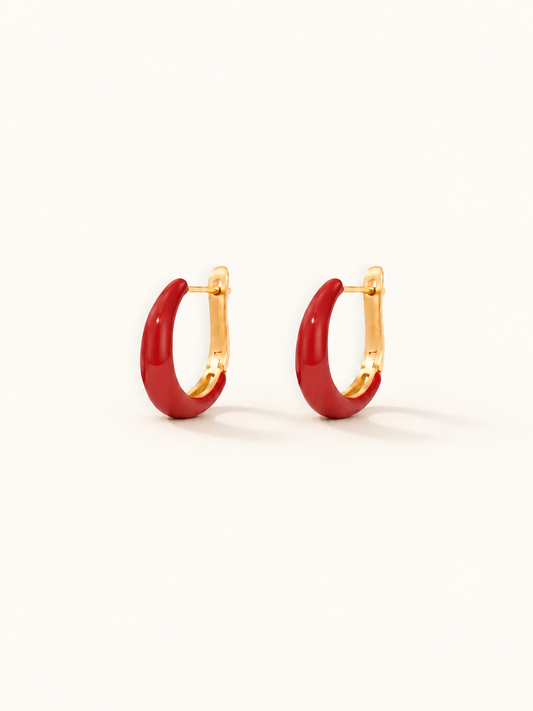Enamel Huggie Hoop Earrings