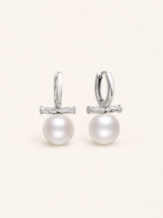 Freshwater Cultured Pearl Drop Huggie Earrings