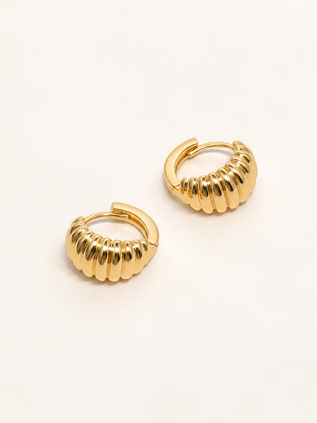 Ridged Huggie Hoop Earrings