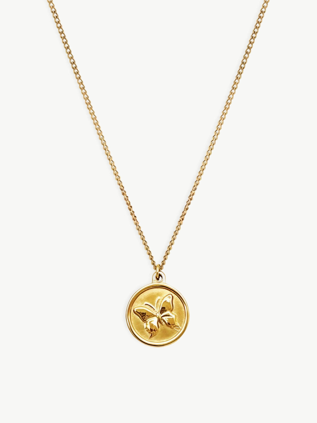 Butterfly Coin Pendant Necklace-Necklaces-SoulAdorne