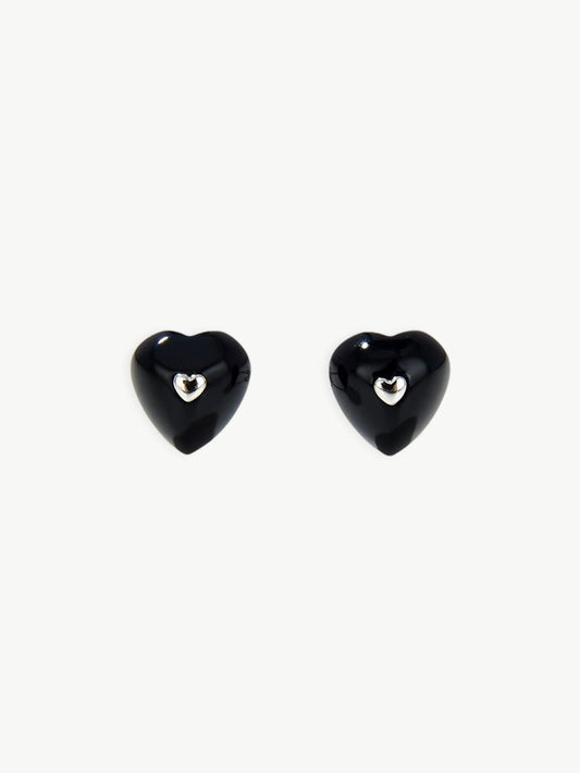 Heart Stud Earrings-Earrings-SoulAdorne