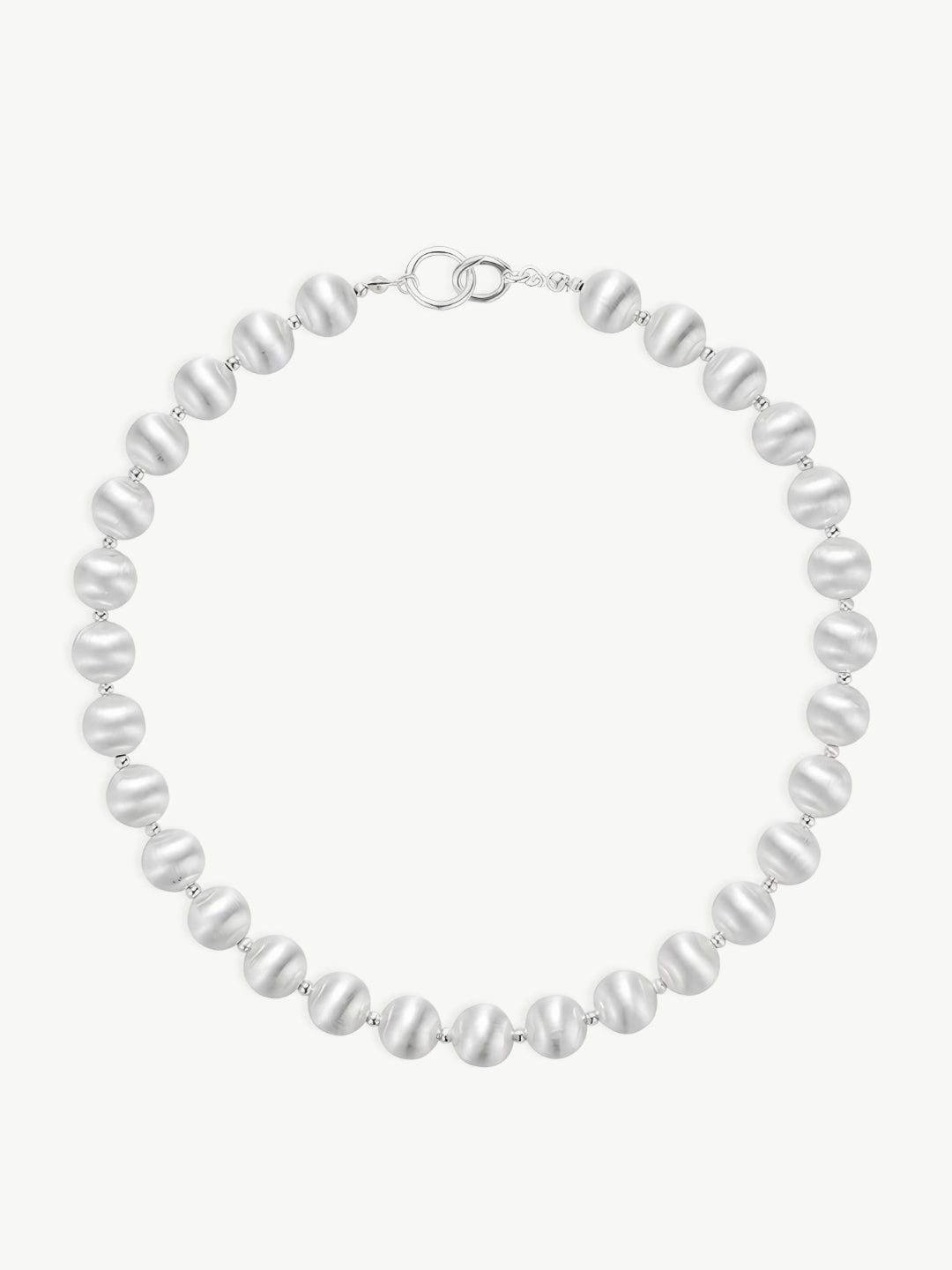 Brushed S925 Silver Bead Necklace-Necklaces-SoulAdorne