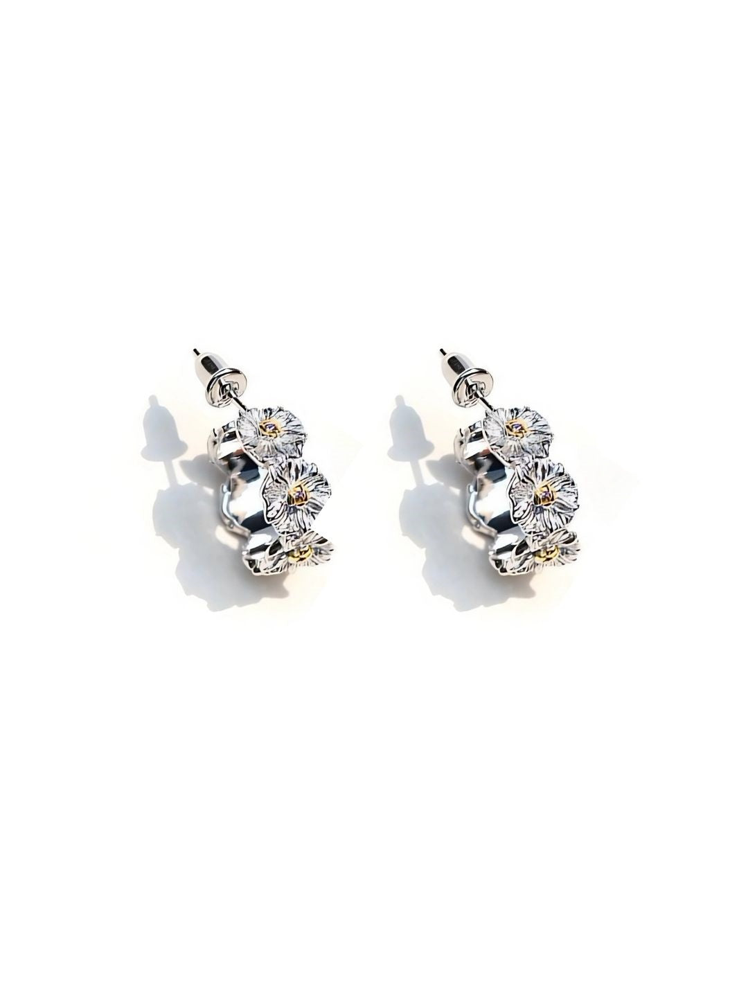 Floral Hoop Stud Earrings-Earrings-SoulAdorne