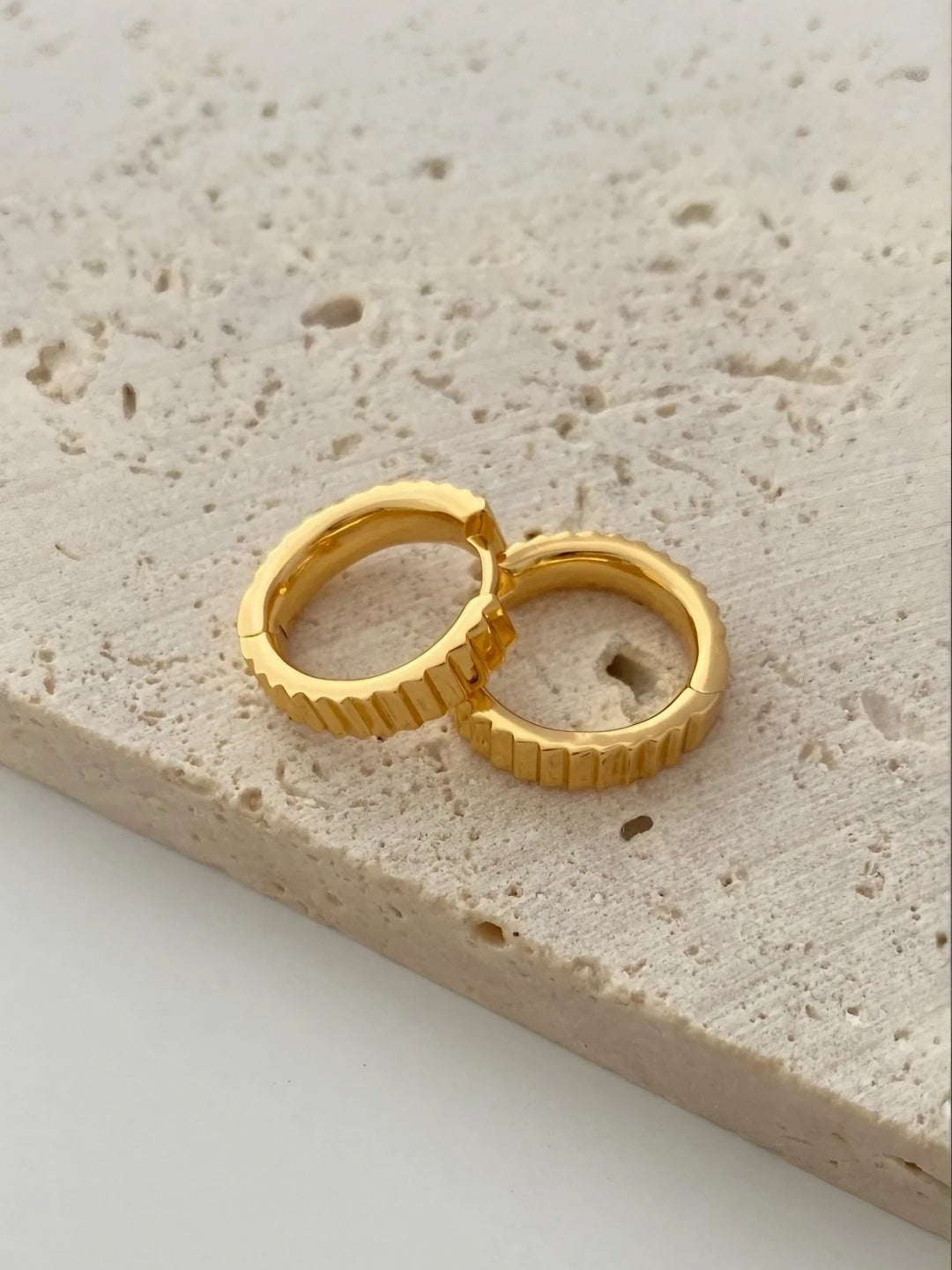 Ribbed Huggie Hoops-Earrings-SoulAdorne