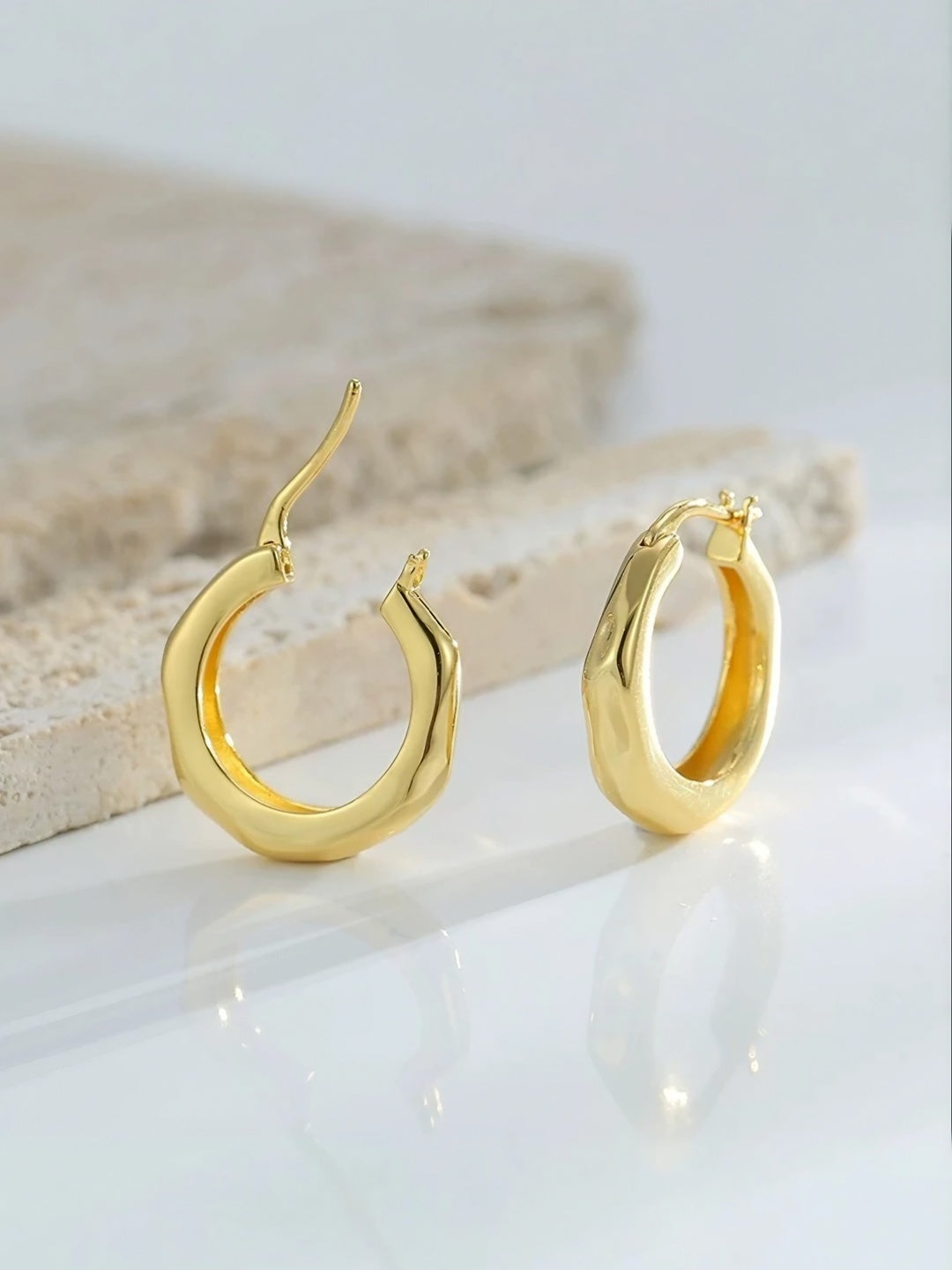 Organic Curve Hoop Earrings-Earrings-SoulAdorne