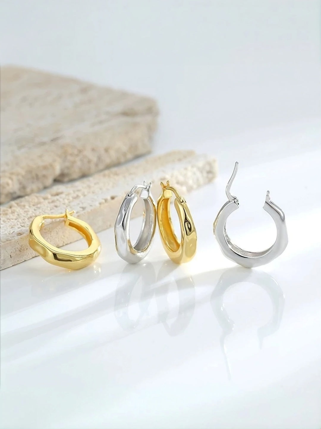 Organic Curve Hoop Earrings-Earrings-SoulAdorne