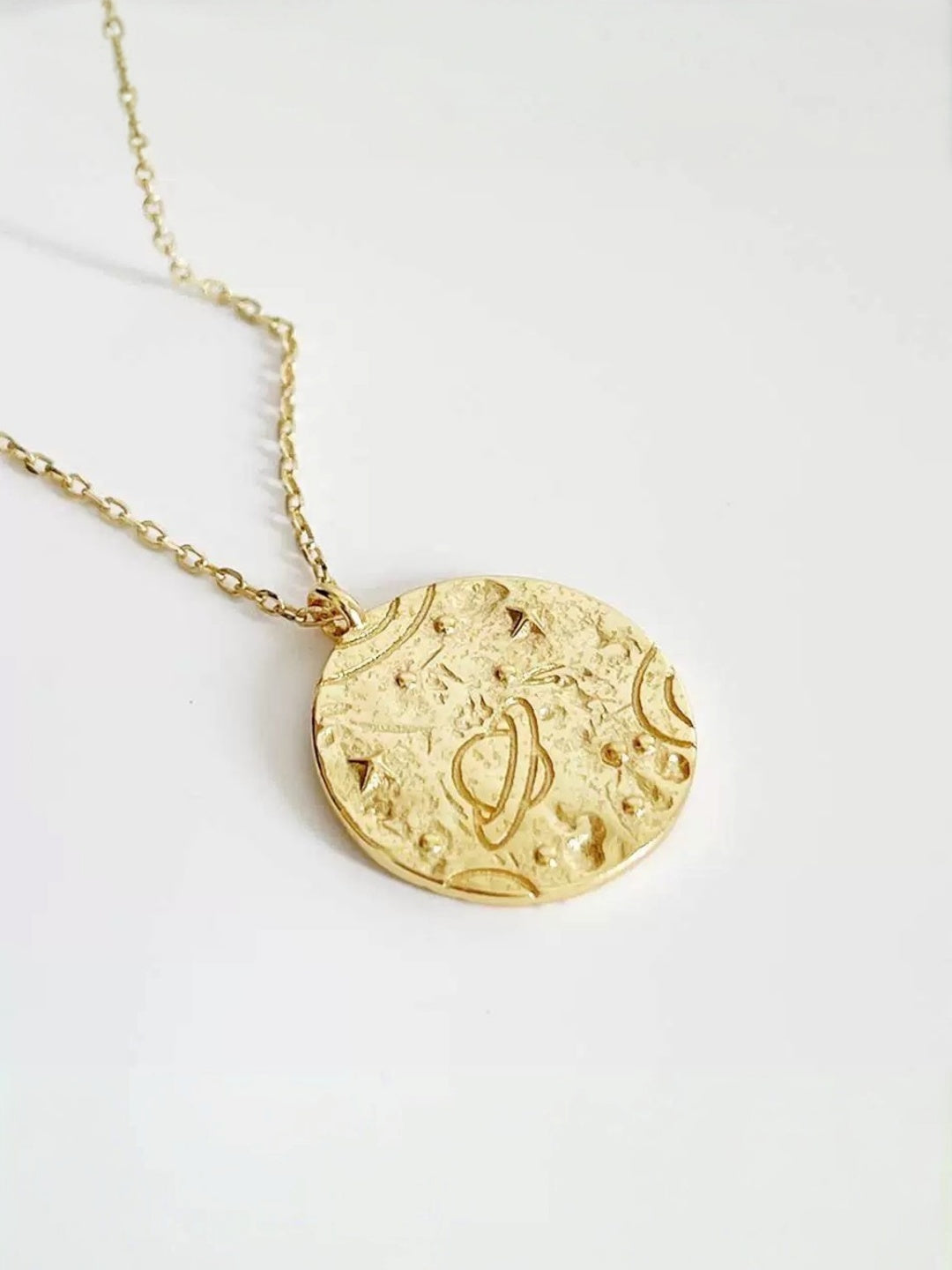 Celestial Texture Coin Necklace-Necklaces-SoulAdorne