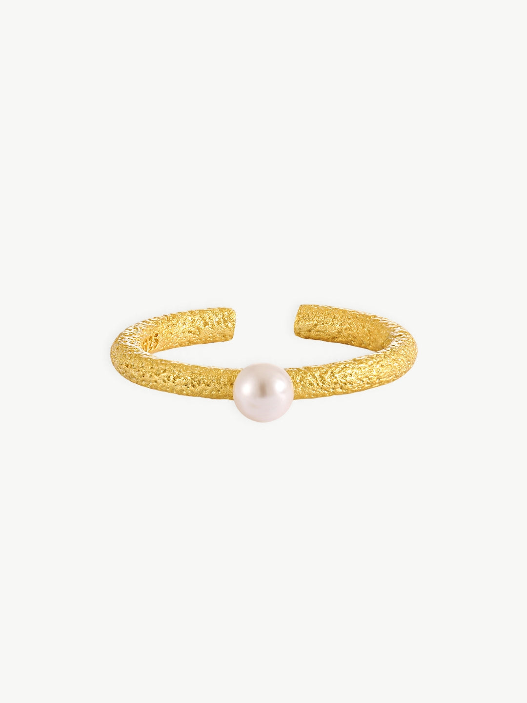 Textured Band Pearl Ring-Rings-SoulAdorne
