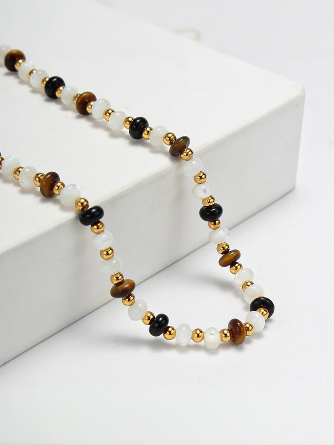Beaded Gemstone Chain Necklace-Necklaces-SoulAdorne