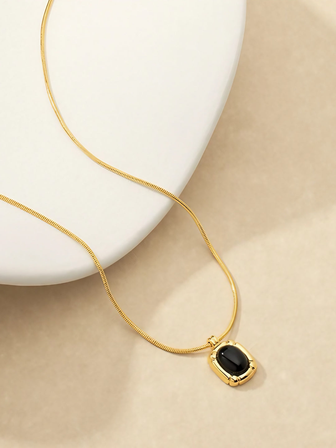 Elegant Oval Gemstone Necklace-Necklaces-SoulAdorne