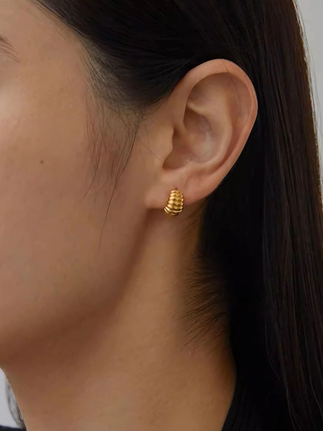 Bullhorn Threaded Huggie Earrings-Earrings-SoulAdorne