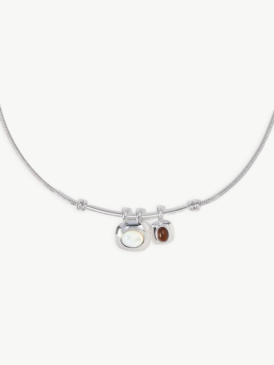 Double Natural Stone Drop Necklace-Necklaces-SoulAdorne