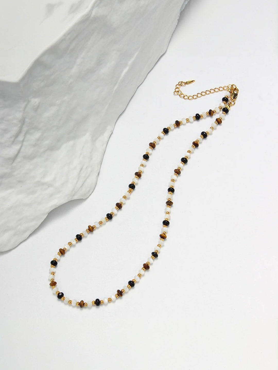 Beaded Gemstone Chain Necklace-Necklaces-SoulAdorne