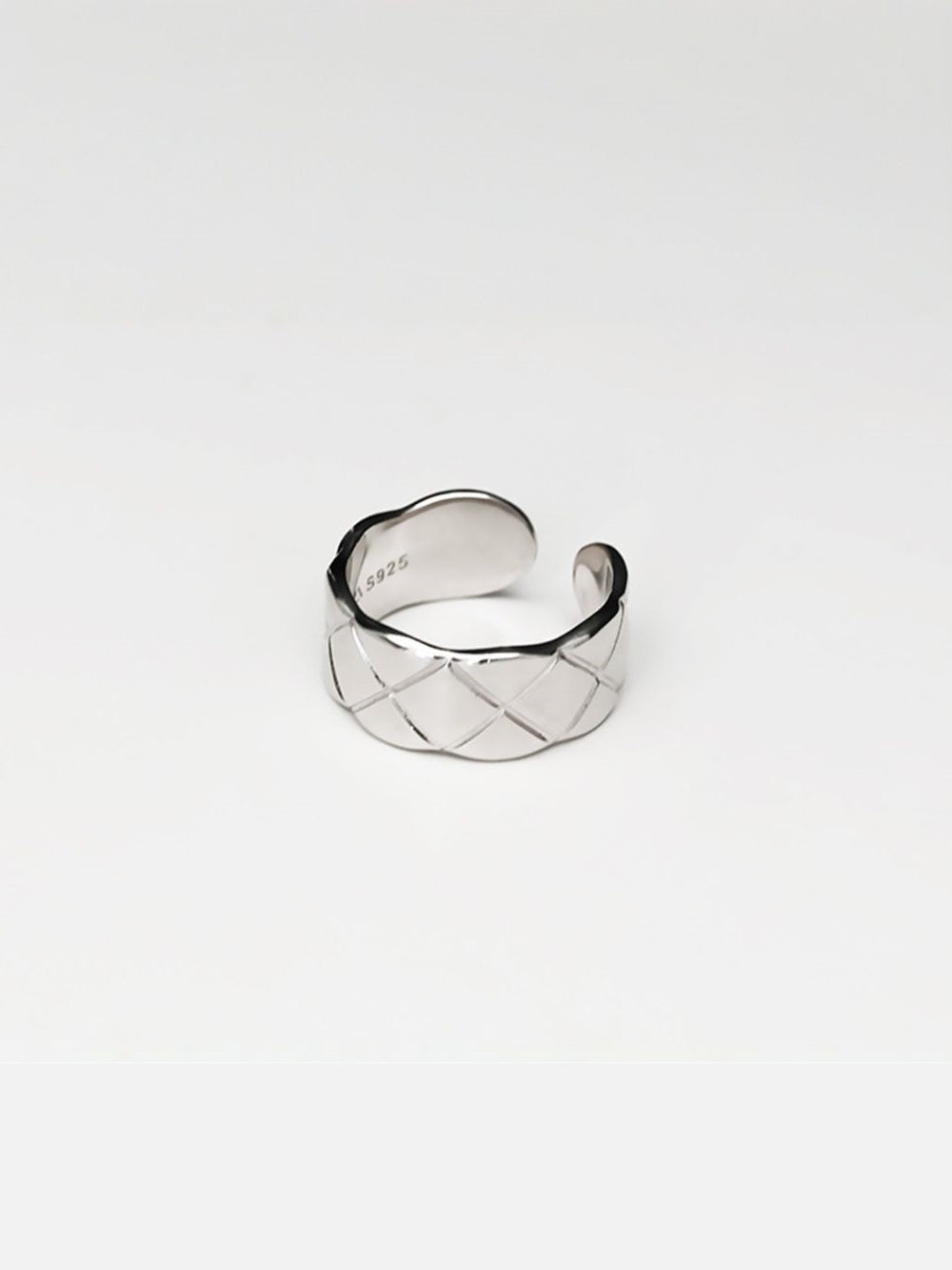 925 Silver Diamond-Pattern Ring-Rings-SoulAdorne